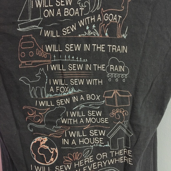 Seamstress Sewing Funny Short Sleeve T-Shirt Sew Here There Everywhere - Picture 2 of 5